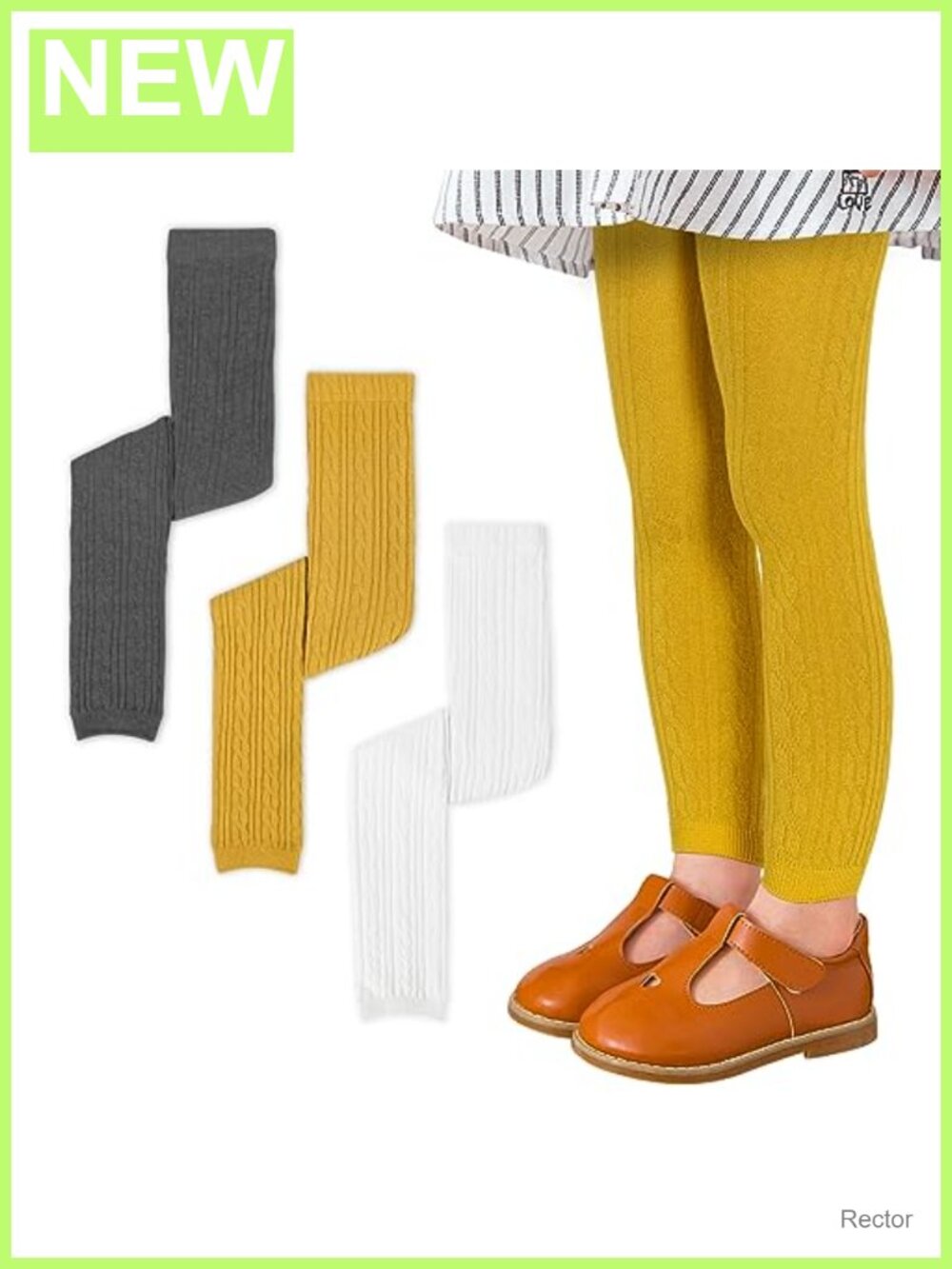 Girls Leggings Footless Knit Tights Stockings Set Stretch Pull On